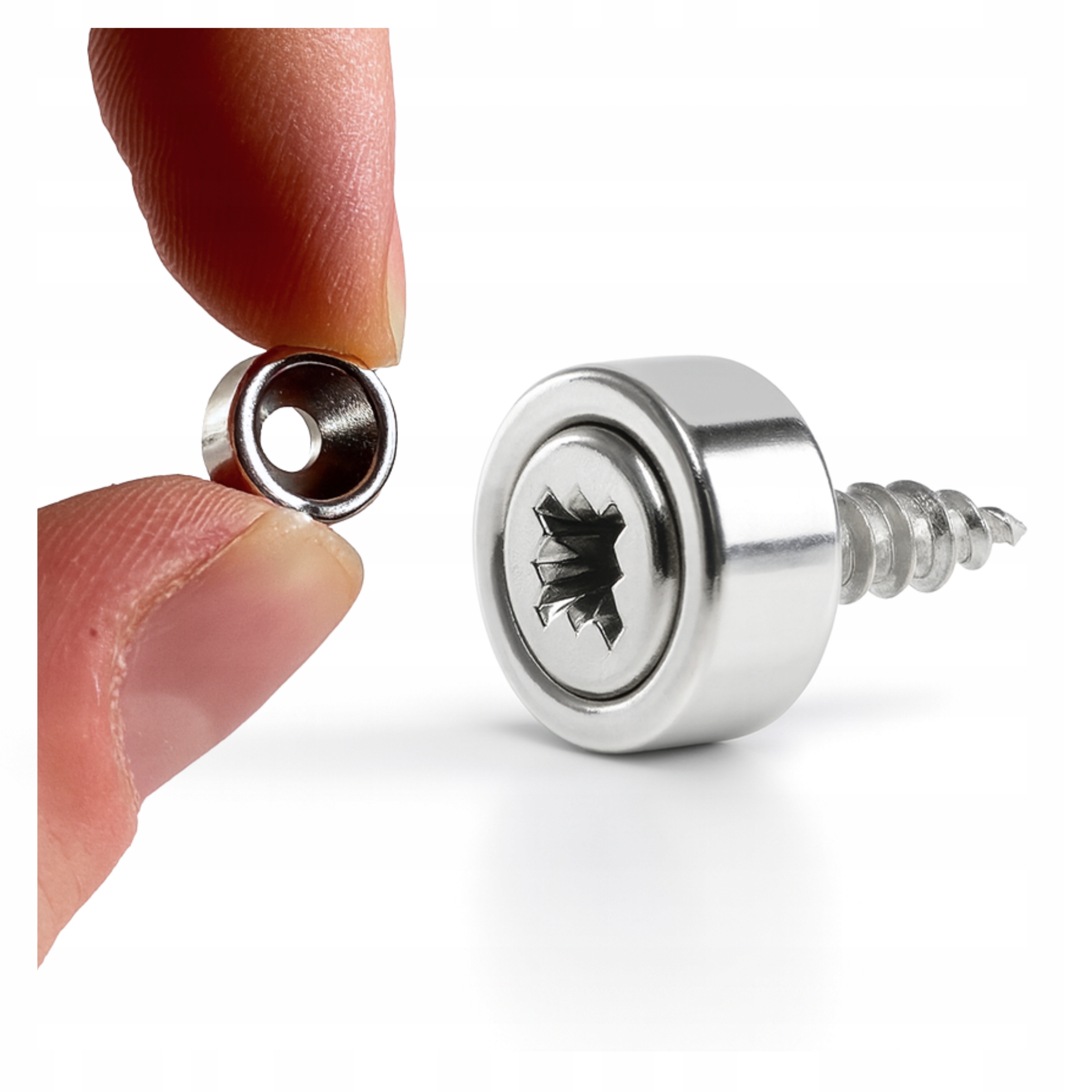 Magnes Neodymowy Pierścieniowy Walcowy 10x5 Pod Wkręt Z Otworem 7x4,5 Walcowy N38 + WKRĘT Mocny Okrągły